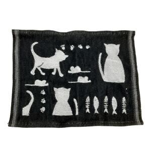 Ekelund Master Weavers Cat Cotton Bamboo Napkin Tapestry Wall Decor Black